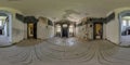 360 hdri panorama inside abandoned empty concrete hall in room or old building with stairs in seamless spherical in Royalty Free Stock Photo
