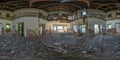 360 hdri panorama inside abandoned ruined concrete decaying old building in full seamless spherical hdri panorama in