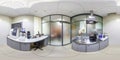 360 hdri panorama inside interior of modern research medical laboratory or ophthalmological clinic with equipment in Royalty Free Stock Photo