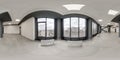 hdri 360 panorama view in near panoramic windows in empty modern hall with columns and doors in seamless spherical equirectangular Royalty Free Stock Photo