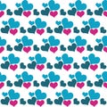 Desert blue and regal red hearts seamless pattern