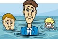 Head above water saying cartoon Royalty Free Stock Photo