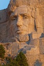 Head of Abraham Lincoln at Mount Rushmore Royalty Free Stock Photo