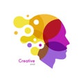 Head. Abstract creative mind. Human face. Vector