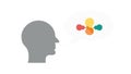 Head with Abstract Thought Process Icon, Innovation and Psychology, vector design Generative AI Royalty Free Stock Photo