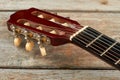 Head of acoustic guitar close up. Royalty Free Stock Photo
