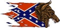 Head of Aggressive Wolf woth confederate flag Royalty Free Stock Photo