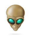 The head of an alien humanoid with emerald eyes. 3d vector illustration