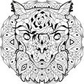 Zentangle stylized head alpaca. Hand drawn decorative vector illustration for coloring on mandala