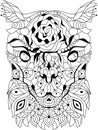 Zentangle stylized head alpaca. Hand drawn decorative vector illustration for coloring