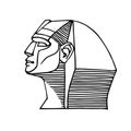 Head of the ancient great sphinx of Giza, for tourist logo or emblem and cards Royalty Free Stock Photo