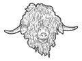 Head Angora goat. Engraving vector illustration. Sketch scratch board imitation.