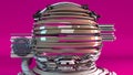 Head of an astronaut in metal helmet formed by lines. 3d rendering background with cutting of space suit