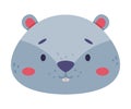 Head of badger cute wild animal. Nursery decoration, baby card or invitation design cartoon vector illustration