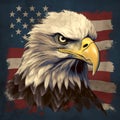 The head of a bald eagle on the background of the American flag Royalty Free Stock Photo