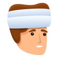 Head bandage icon, cartoon style