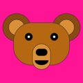 Head of a bear in cartoon flat style