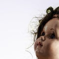 Head of beatiful scary doll like from horror movie