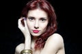 Head of beautiful woman with red hair