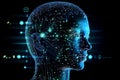 head with binary code background. Generative AI. Royalty Free Stock Photo
