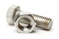 Head bolt and nut with washer Royalty Free Stock Photo