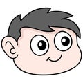 The head of the boy with chubby cheeks is fat and cute, doodle icon drawing