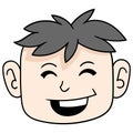 Head boy with innocent smiling face, doodle icon drawing