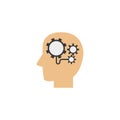 Head brain gears solution idea icon flat style