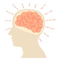 Head with brain icon, cartoon style Royalty Free Stock Photo