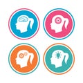 Head with brain icon.Female woman symbols. Royalty Free Stock Photo