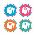 Head with brain icon.Female woman symbols. Royalty Free Stock Photo