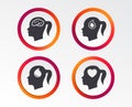 Head with brain icon.Female woman symbols. Royalty Free Stock Photo