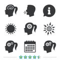 Head with brain icon. Female woman symbols. Royalty Free Stock Photo