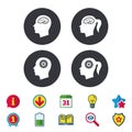 Head with brain icon. Male and female human symbols. Royalty Free Stock Photo