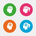 Head with brain icon. Male and female human symbols. Royalty Free Stock Photo