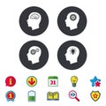 Head with brain icon. Male human symbols. Royalty Free Stock Photo