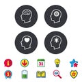 Head with brain icon. Male human symbols. Royalty Free Stock Photo