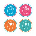 Head with brain icon. Male human symbols. Royalty Free Stock Photo