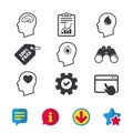 Head with brain icon. Male human symbols. Royalty Free Stock Photo
