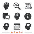 Head with brain icon. Male human symbols. Royalty Free Stock Photo