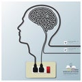 Head And Brain Shape Electricline Education Infographic Background