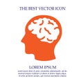 Head with brain vector icon eps 10. Simple isolated illustration Royalty Free Stock Photo