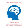 Head with brain vector icon eps 10. Simple isolated illustration Royalty Free Stock Photo