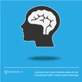 Head with brain vector icon eps 10. Simple isolated illustration Royalty Free Stock Photo