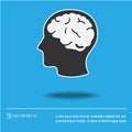 Head with brain vector icon eps 10. Simple isolated illustration Royalty Free Stock Photo