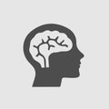 Head with brain vector icon eps 10. Simple isolated illustration Royalty Free Stock Photo