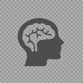 Head with brain vector icon eps 10. Simple isolated illustration Royalty Free Stock Photo