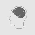 Head with brain vector icon eps 10. Simple isolated illustration Royalty Free Stock Photo