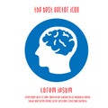 Head with brain vector icon eps 10. Simple isolated illustration Royalty Free Stock Photo