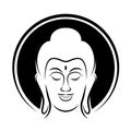 Head buddha and circle head radius sign with line style vector art design Royalty Free Stock Photo